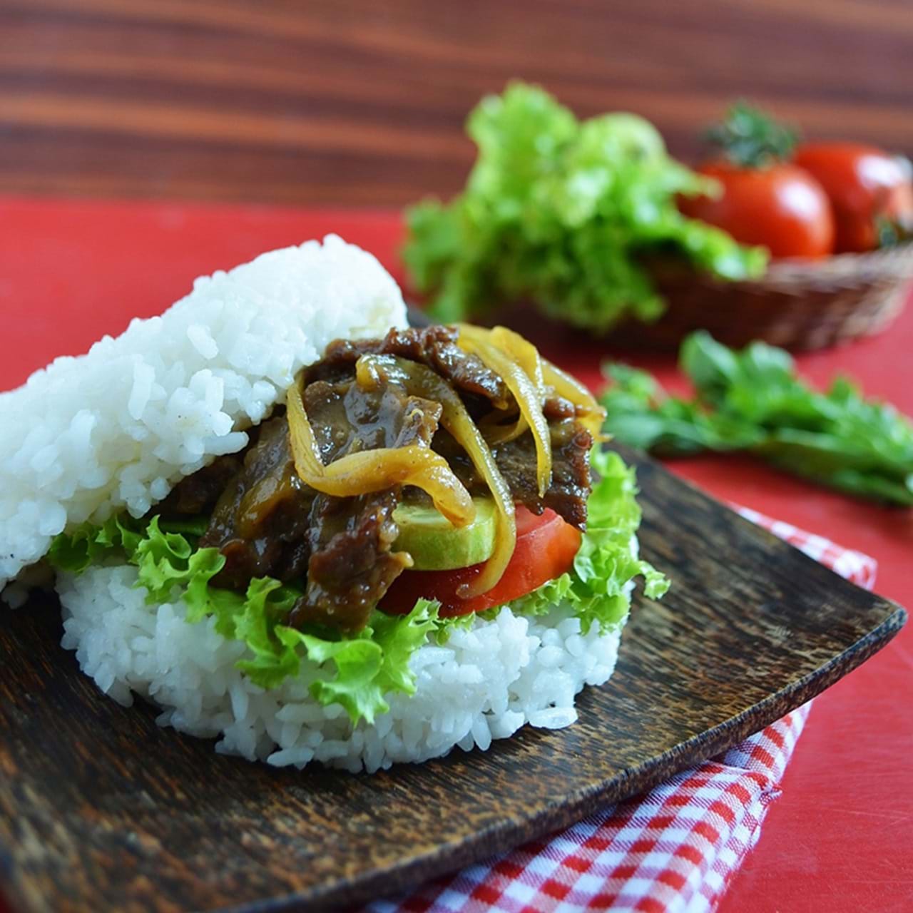 Burger Nasi Isi Daging Photo