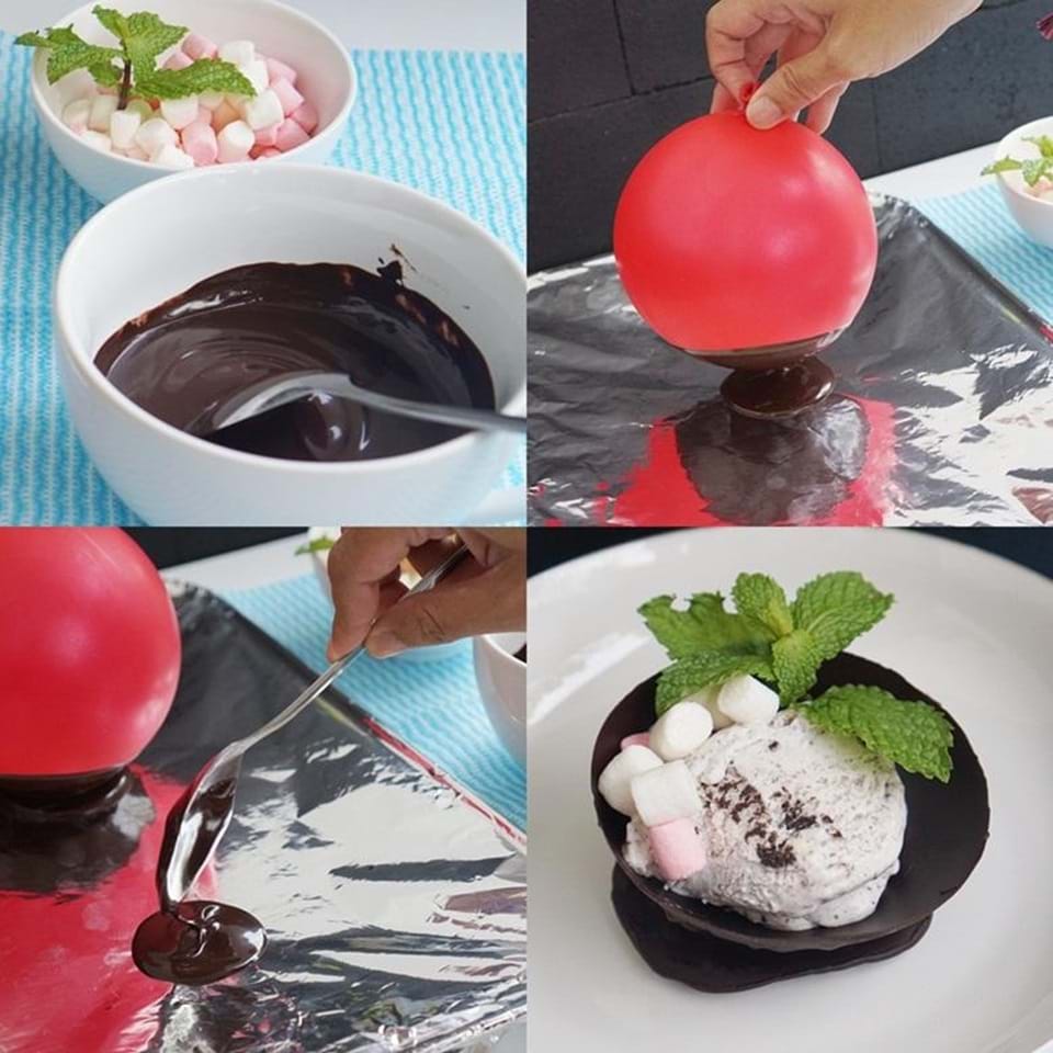 Cara Unik Sajikan Es Krim dalam Chocolate Bowl