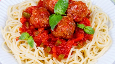 Spaghetti Bola-bola Daging Photo